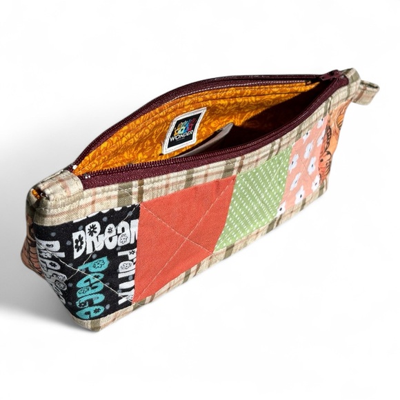 Patchwork Quilted Zipper Pencil Pouch - Picture 2 of 6